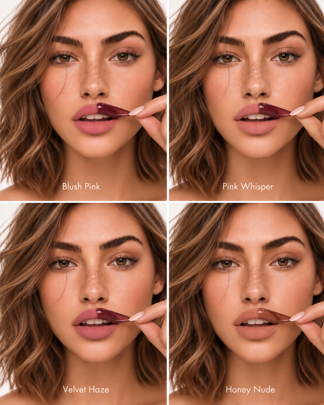 Peel-Off Lip Stain shades: Blush Pink, Pink Whisper, Velvet Haze and Honey Nude