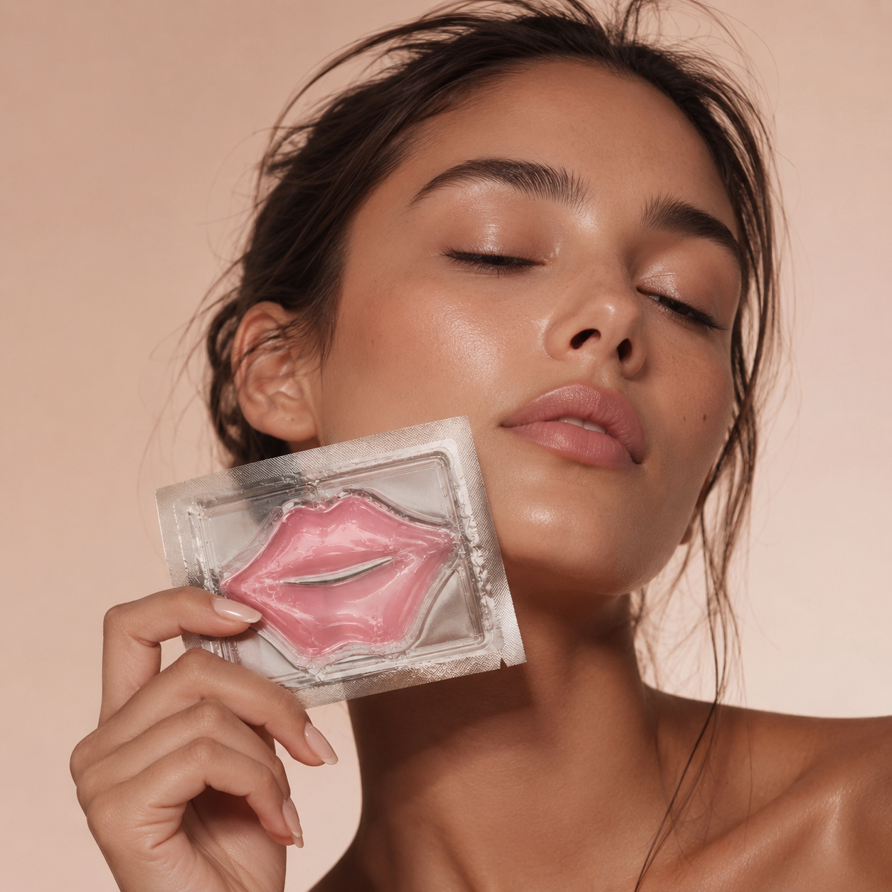 Model holding Calte Maison Lip Gel Mask